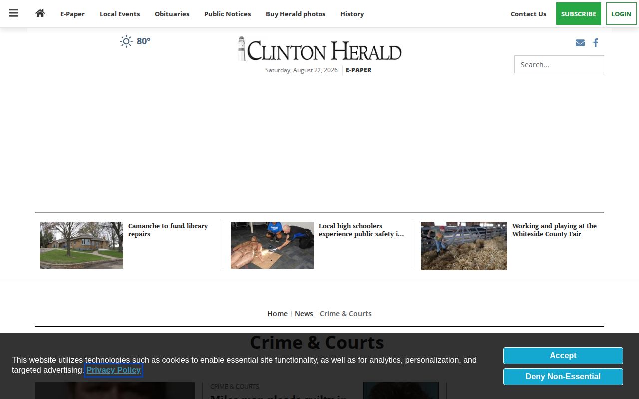 Clinton County arrest news on the Clinton Herald Crime and Courts page