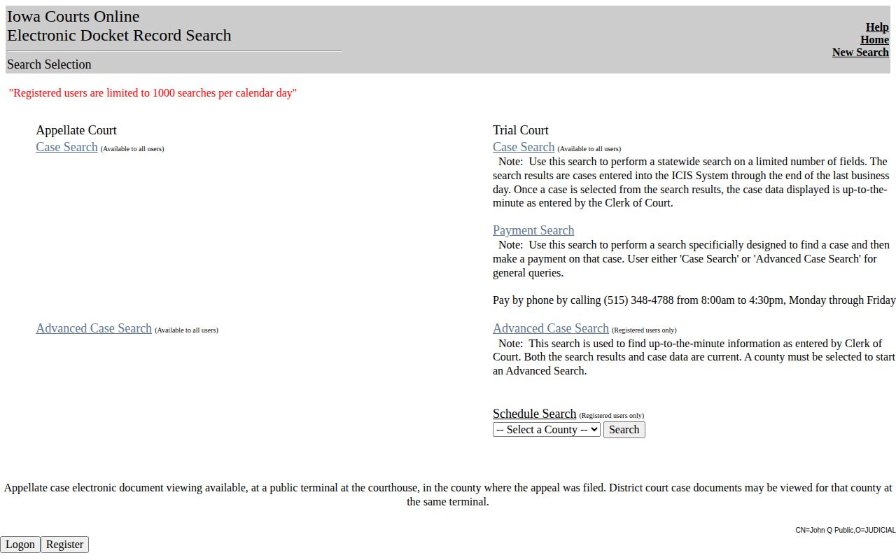 Iowa Courts Online Clinton County arrest disposition search
